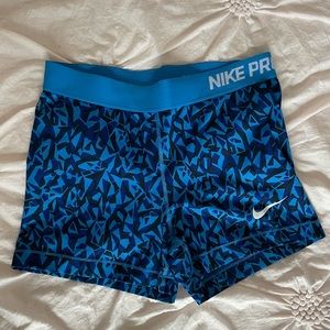 Blue Nike Pro Biker Shorts